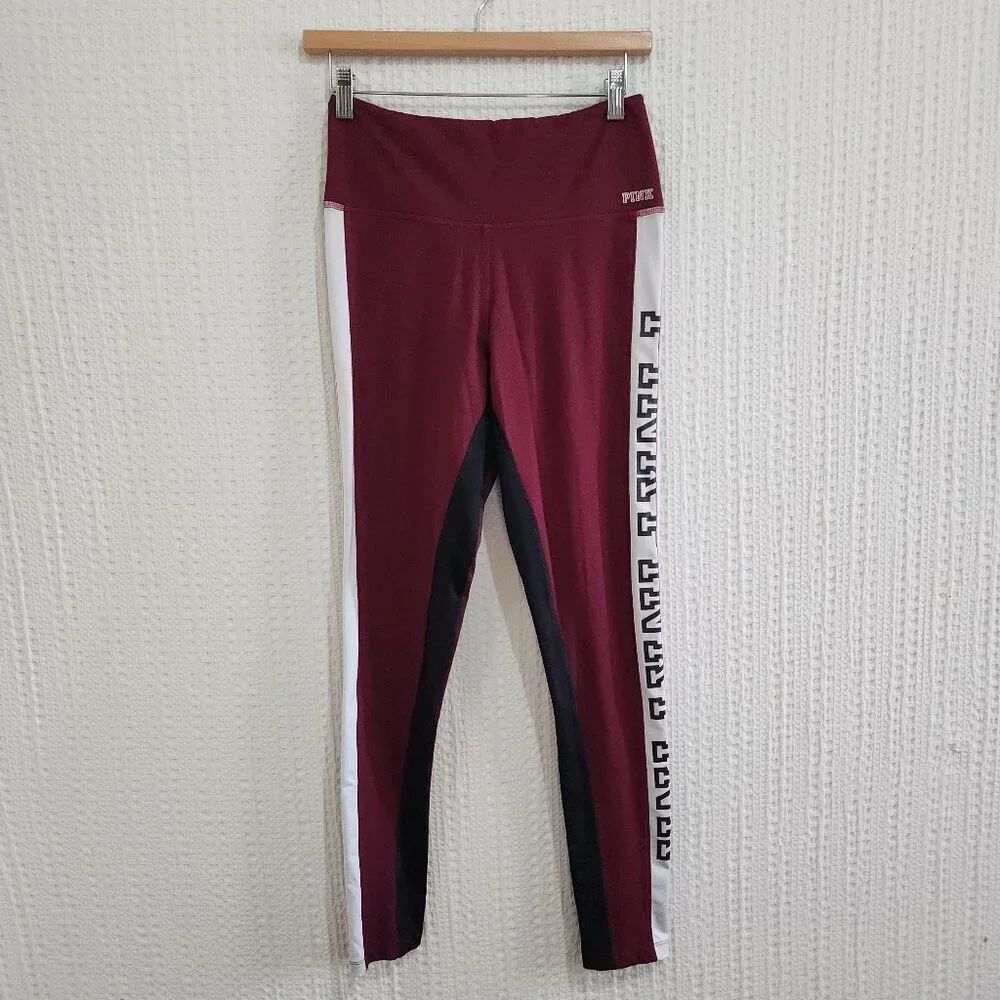 PINK Victoria's Secret Ultimate Maroon Logo Leggings Size Medium - Picture 2 of 12